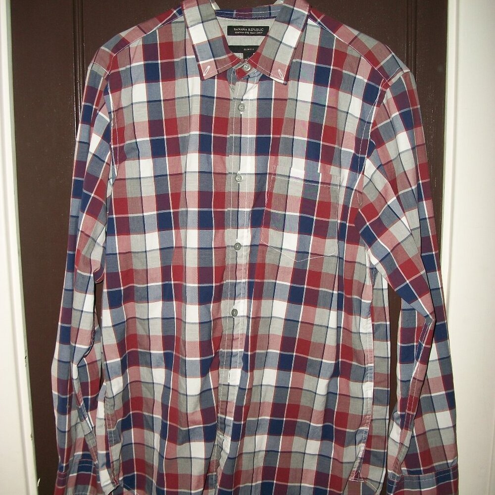 BANANA REPUBLIC Slim Fit LS Men's Shirt Size LARGE